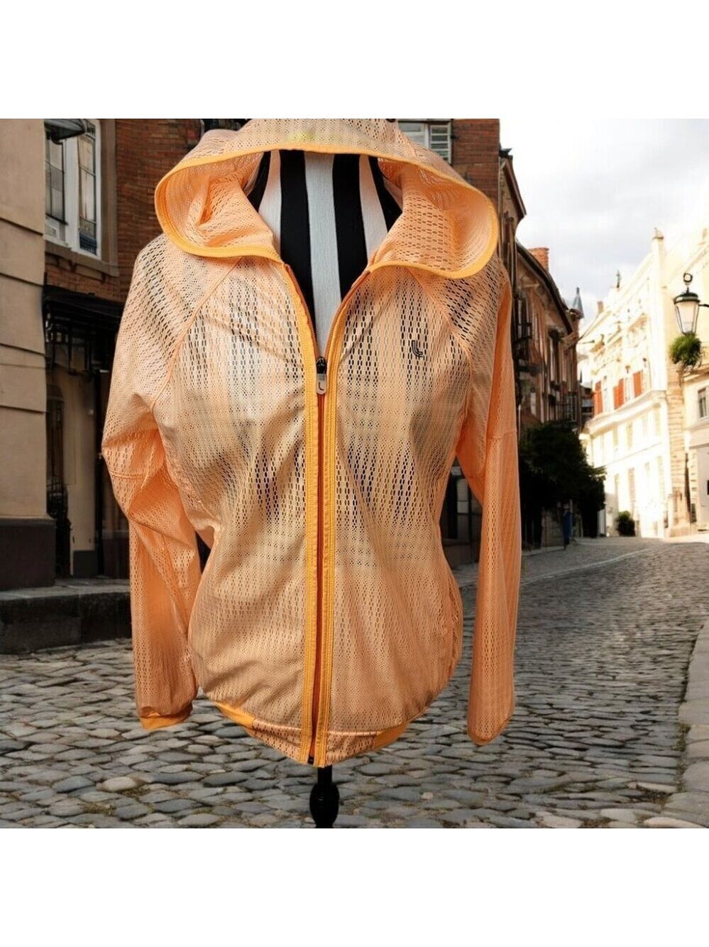 LOLE Women's Small Happy Jacket Orange W Eyelet Pattern Excellent Condition
